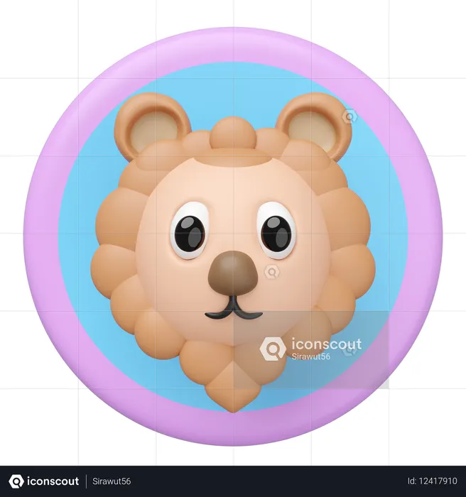 Lion Head  3D Icon