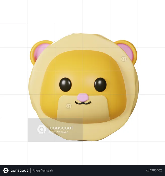 Lion Head Emoji 3D Icon