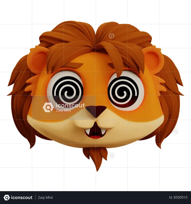 Le lion mignon a le vertige emoji Emoji 3D Icon