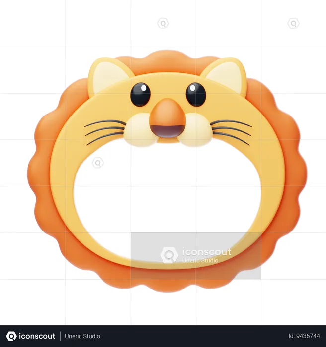 Lion Shape Animal Frame  3D Icon