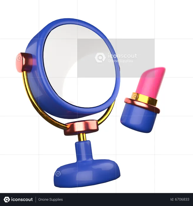 Lipstick And Mirror  3D Icon