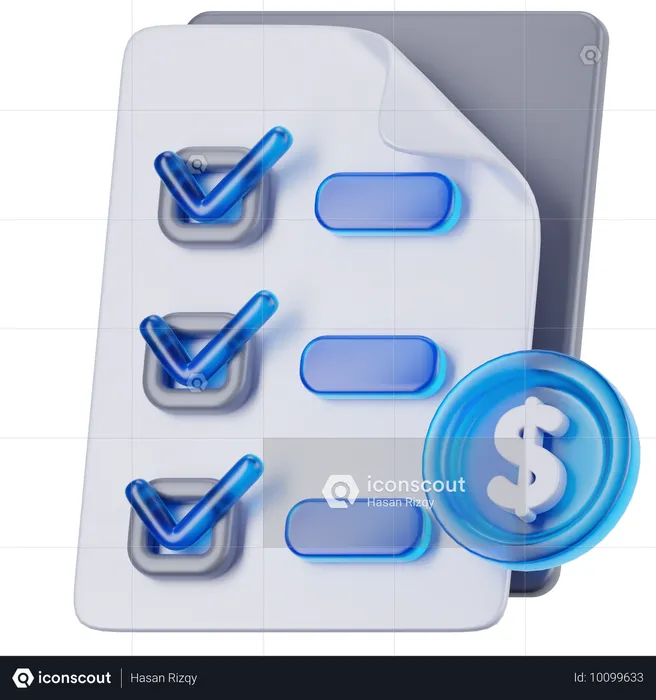 Lista de verificação financeira  3D Icon