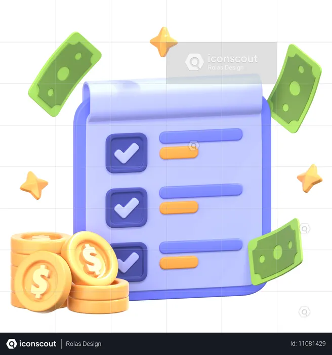 Lista de verificação financeira  3D Icon