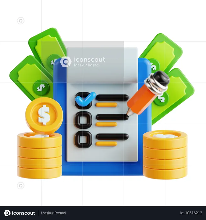 Lista de verificación financiera  3D Icon