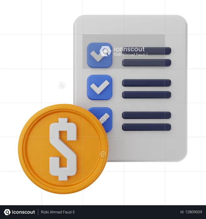 Liste de contrôle du dollar  3D Icon