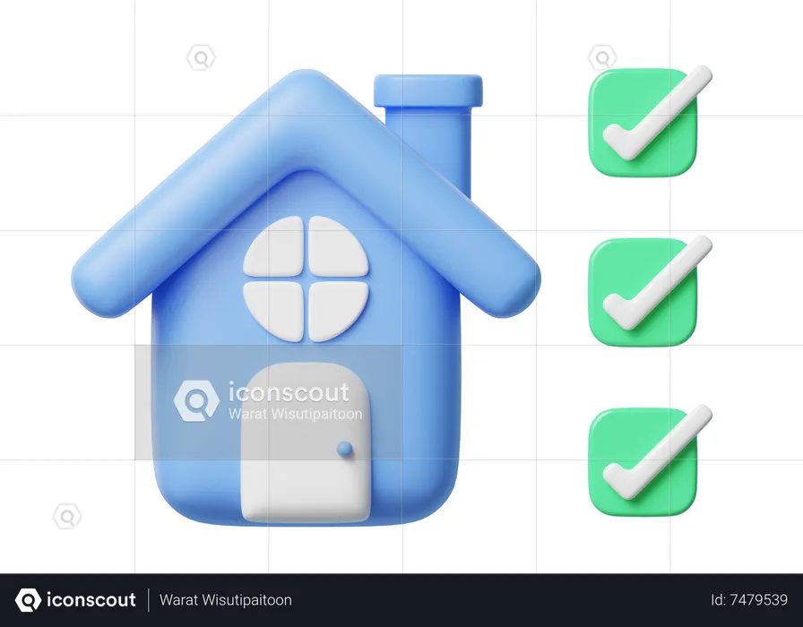 Liste de contrôle de la maison  3D Icon