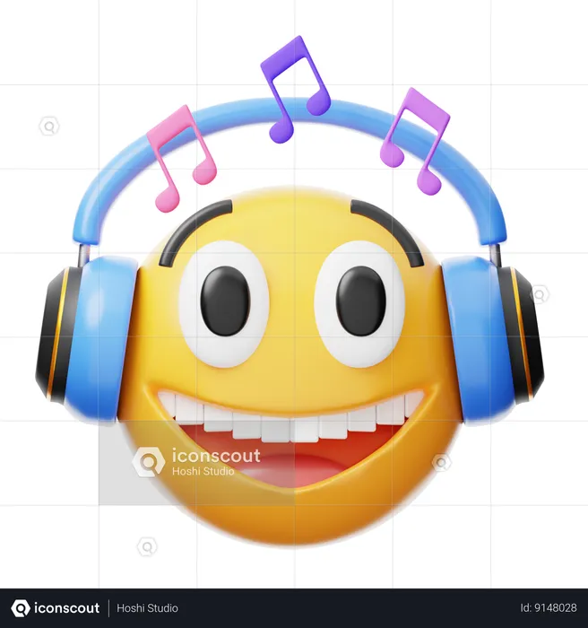 Listening music Emoji 3D Icon