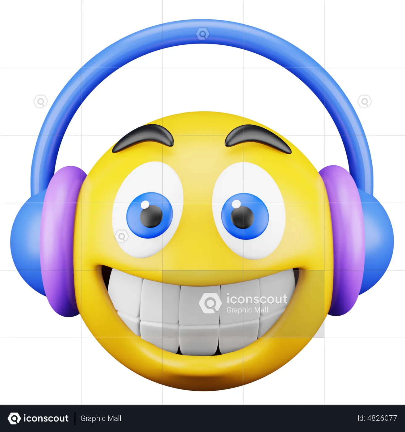 Listening Music Emoji Emoji 3D Icon download in PNG, OBJ or Blend format