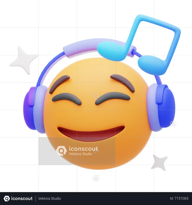 Listening to Music Emoji Logo 3D Icon
