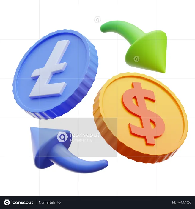 Lite Coin Exchange  3D Illustration