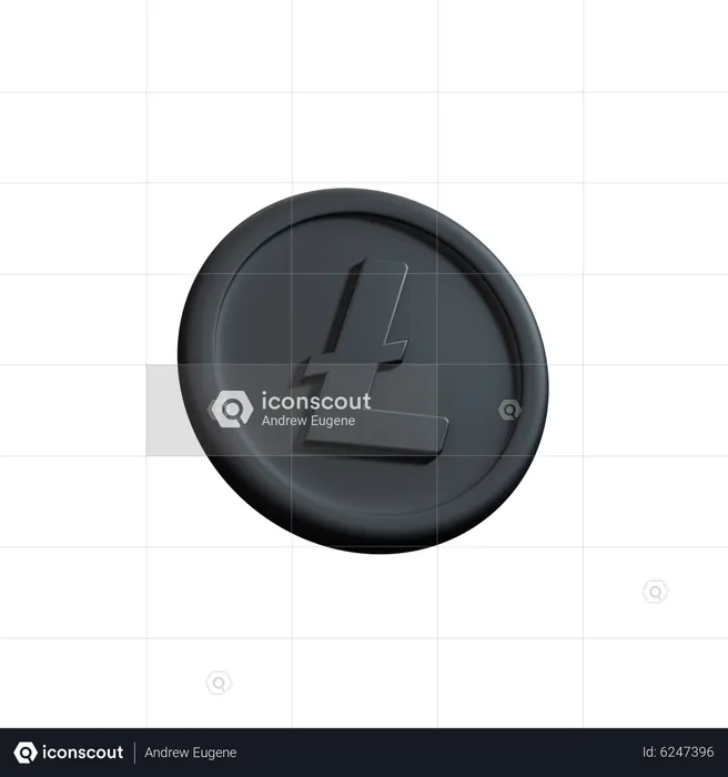 Litecoin crypto coin side view clay  3D Icon