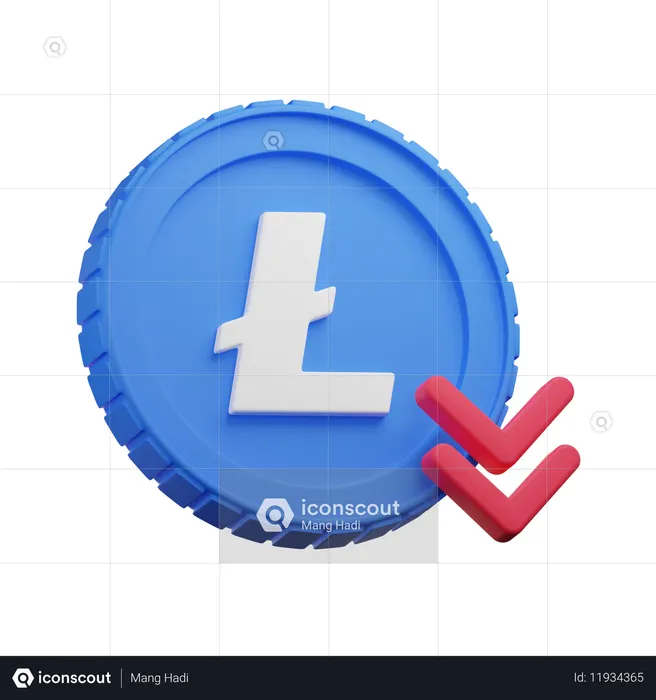 라이트코인 다운  3D Icon