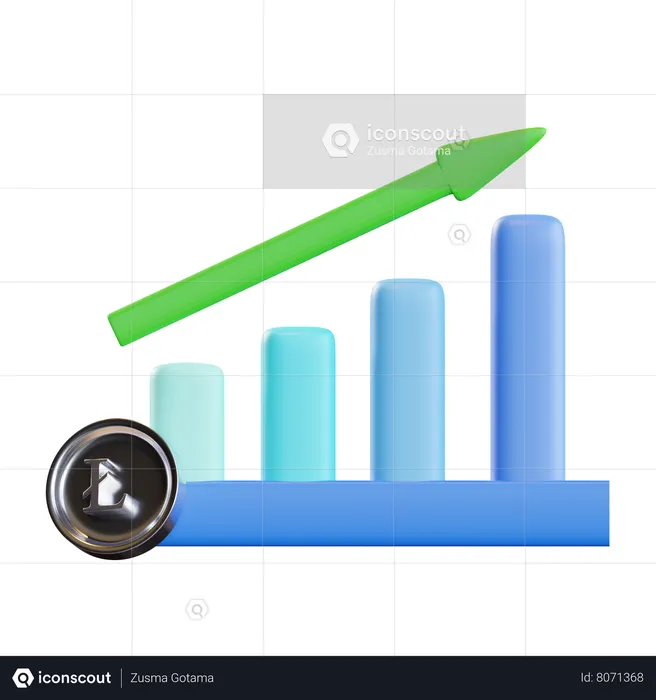 Litecoin Growth Chart  3D Icon