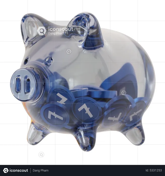 Litecoin (LTC) Clear Glass Piggy Bank  3D Icon