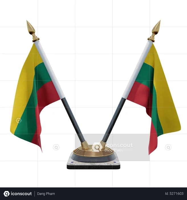 Lithuania Double (V) Desk Flag Stand Flag 3D Icon