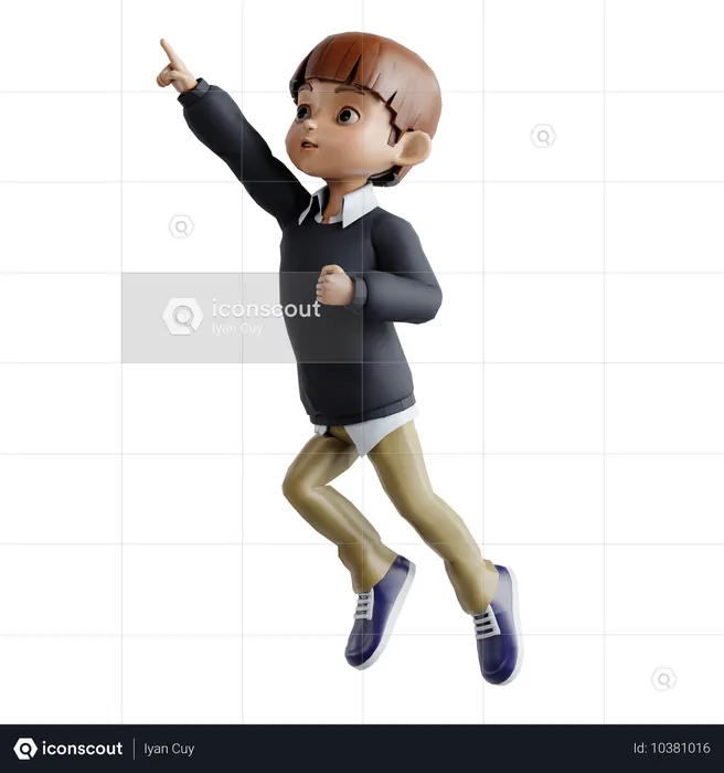 Little Boy Celebrating Success  3D Illustration