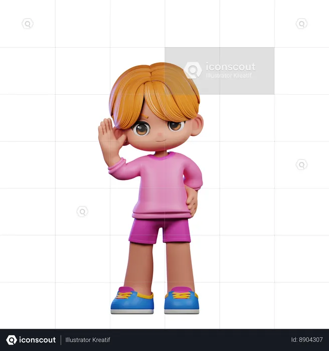 Little Boy giving Greeting Pose  3D Illustration