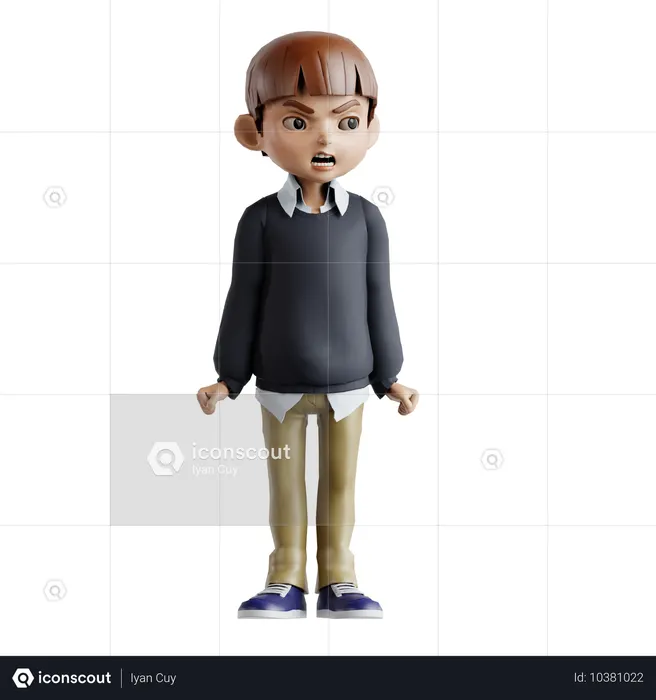 Little Boy Giving Standing Pose  3D Illustration