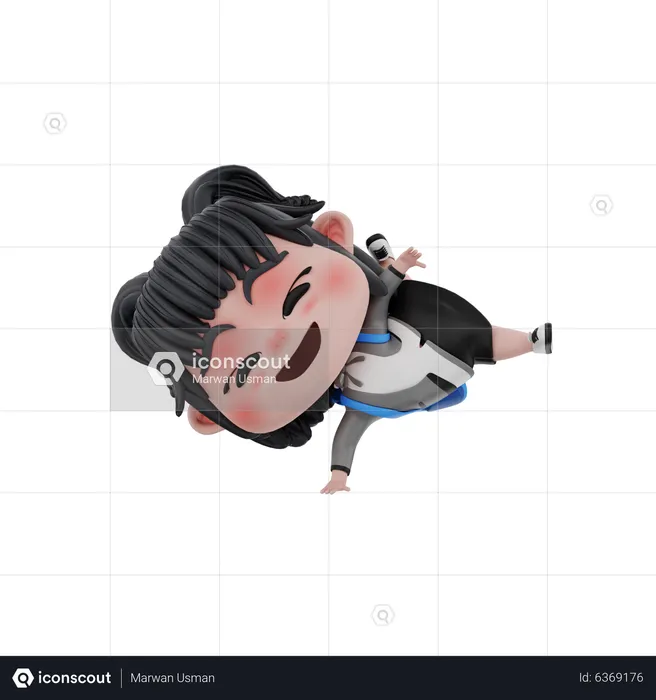Little Girl dancing  3D Illustration