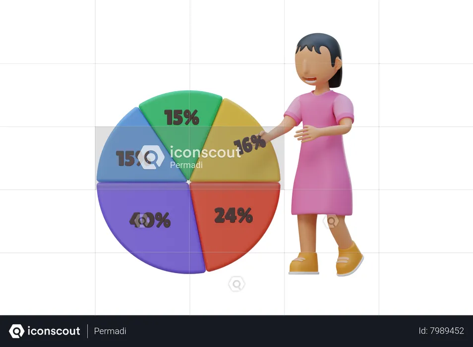 Little girl monitoring data in school  3D Illustration