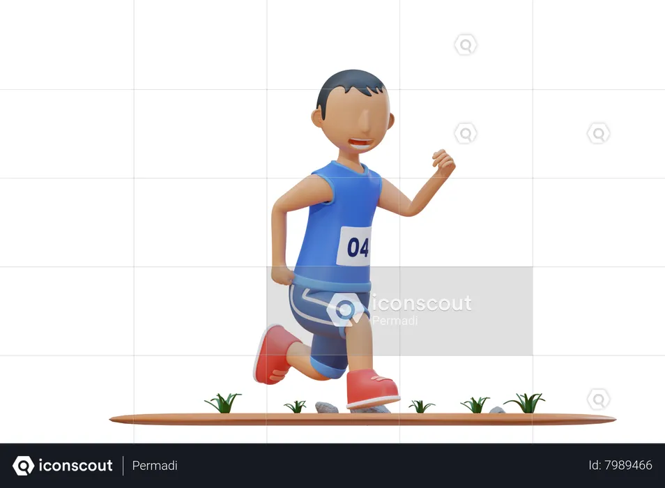Little kid wearing uniform for run race  3D Illustration