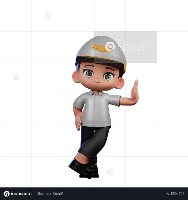 Little Pilot Doing Acting Cool  3D Illustration