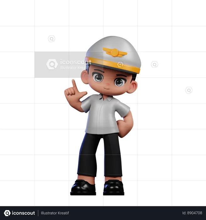 Little Pilot Doing Standing Pose  3D Illustration