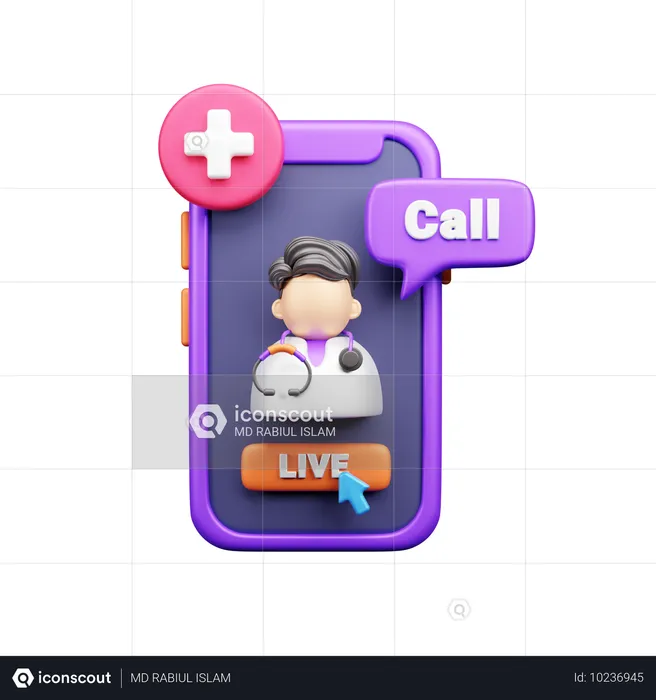 Live Doctor Call  3D Icon