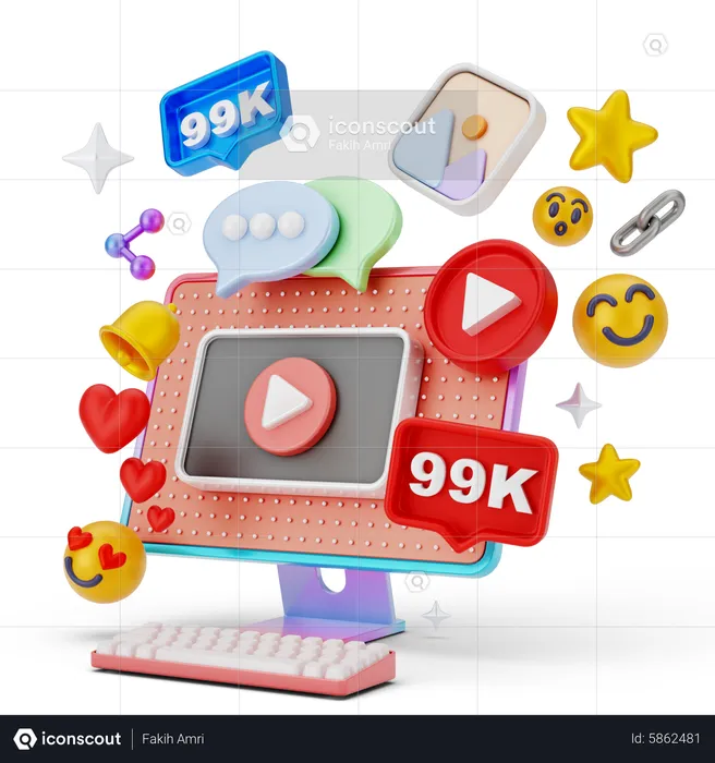 Live Social Media Marketing  3D Illustration