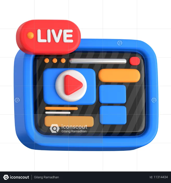 Live Stream On Platform  3D Icon