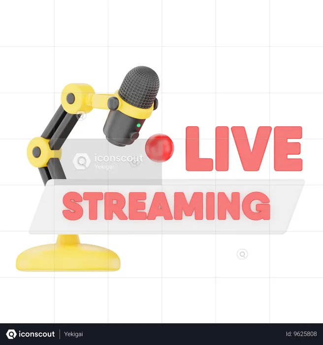 Live Streaming with Mic  3D Icon