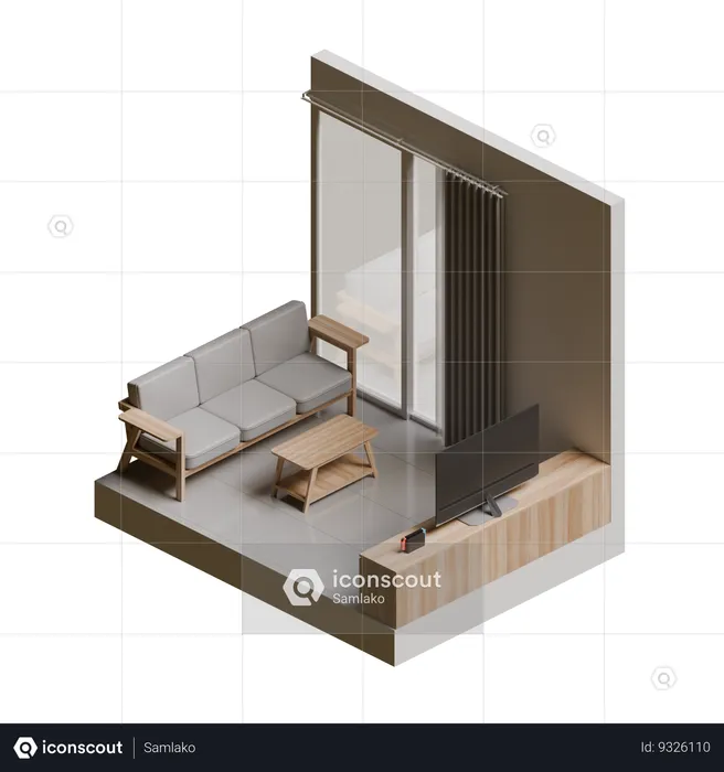 Living Room Isometric  3D Icon