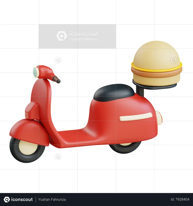 Livraison de burger en scooter  3D Icon