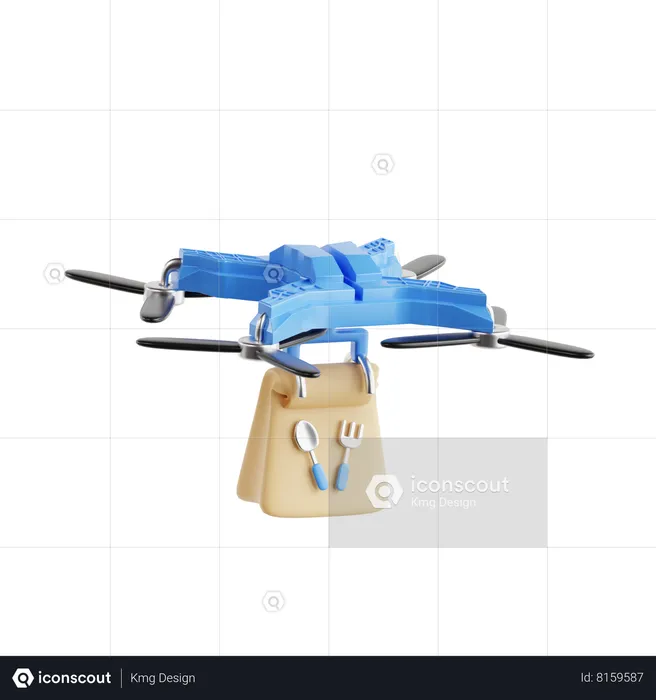 Livraison de nourriture par drone  3D Icon