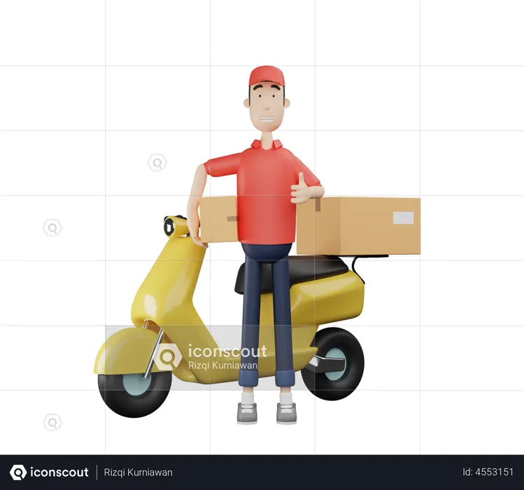 Livraison en scooter  3D Illustration