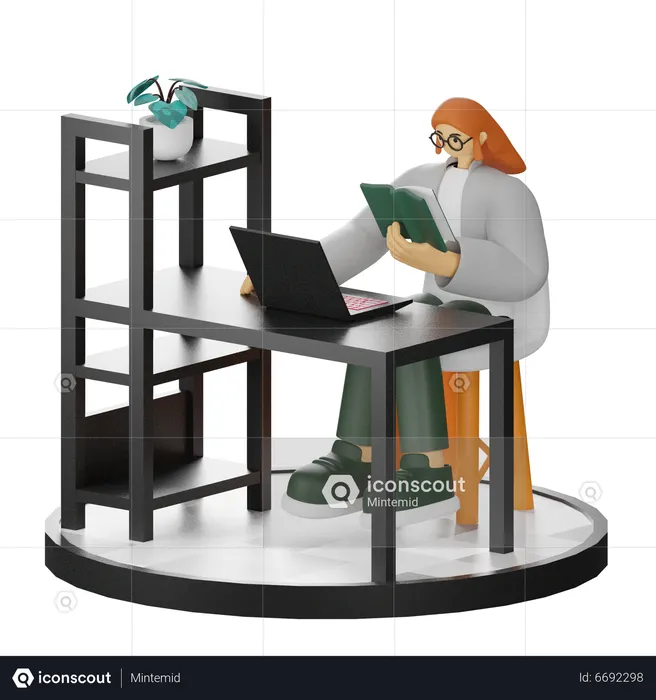 Livre de lecture féminin  3D Illustration