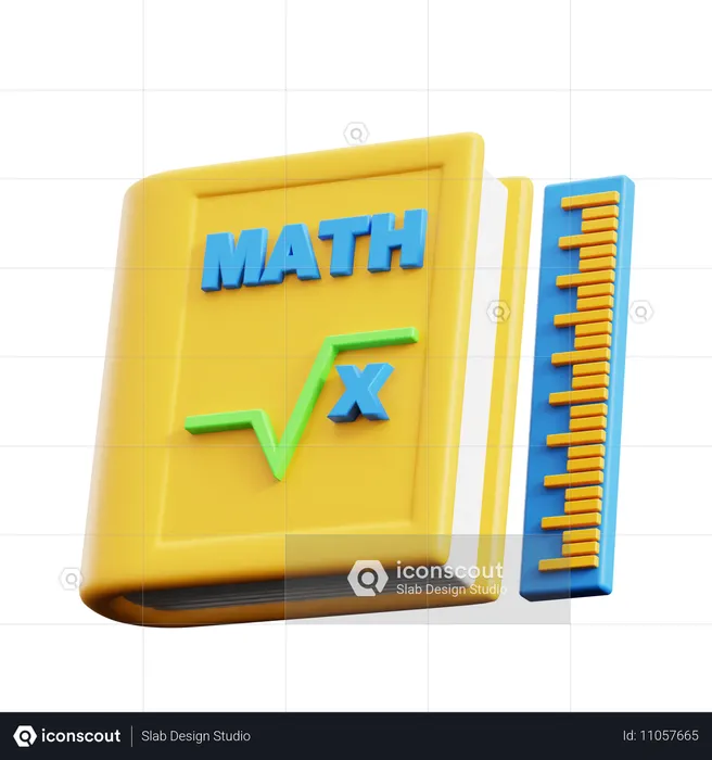 Livre de mathématiques et règle  3D Icon