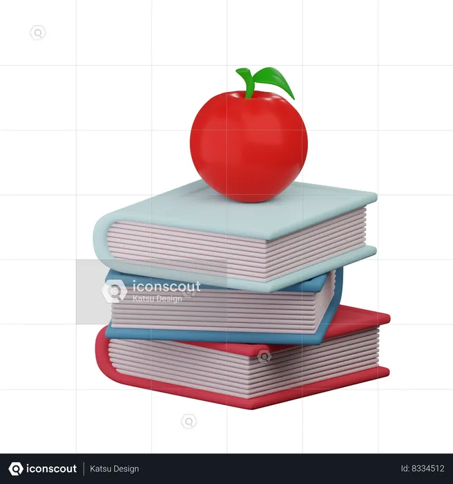 Livre et pomme  3D Icon