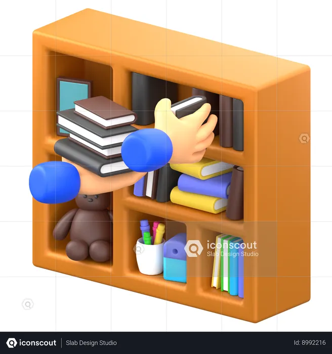 Organiser les livres  3D Illustration