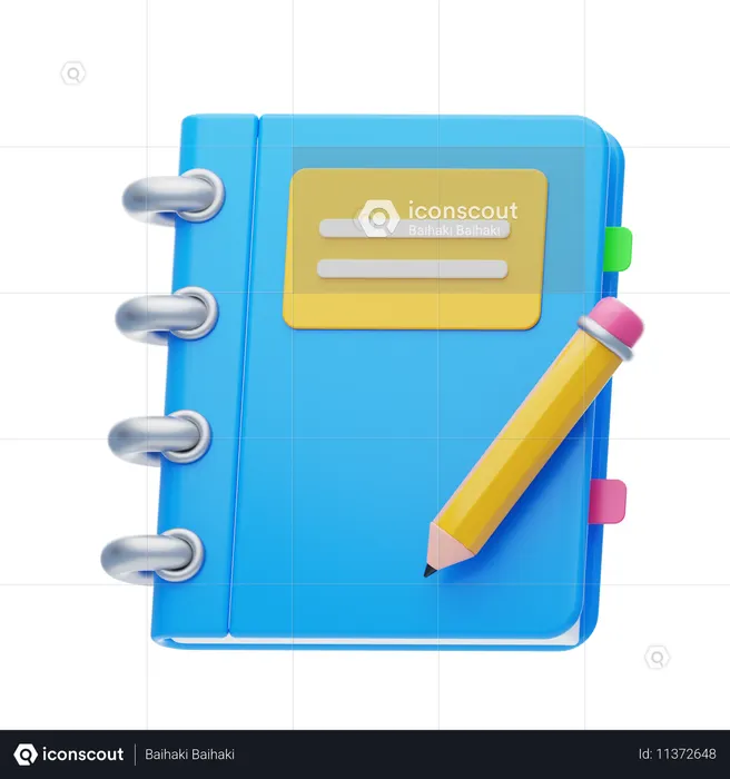 Livro com caneta  3D Icon