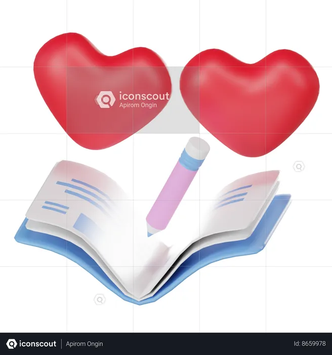 Livro de história de amor  3D Icon