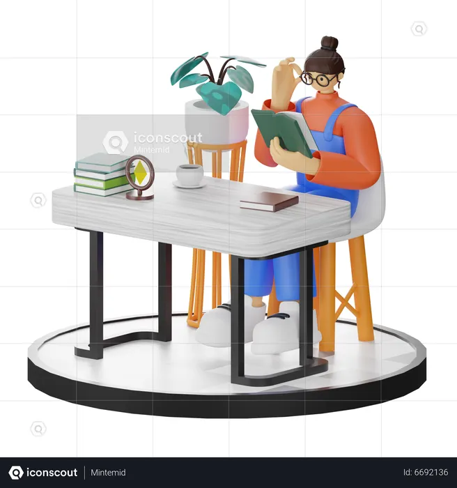 Livro de leitura feminino  3D Illustration