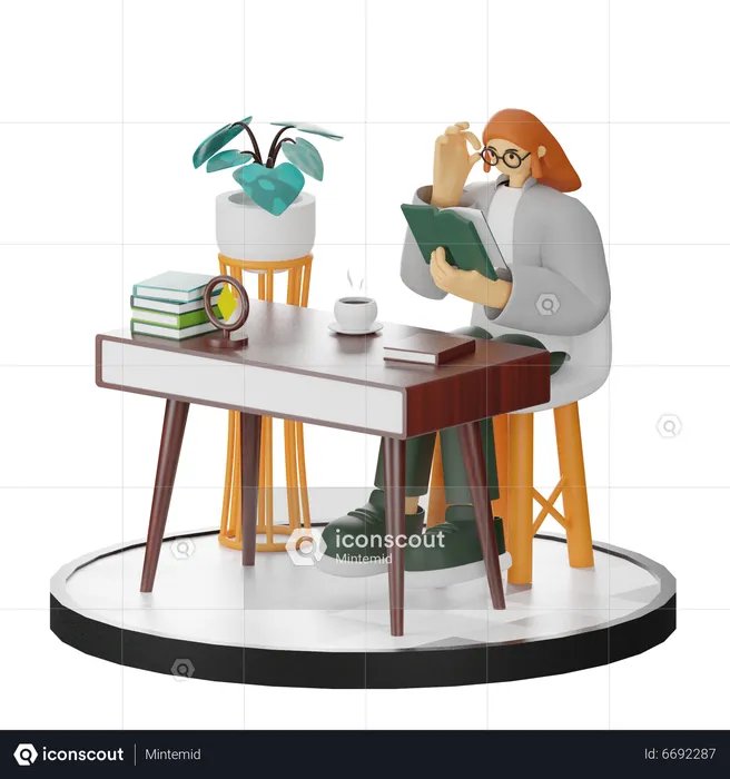 Livro de leitura feminino  3D Illustration