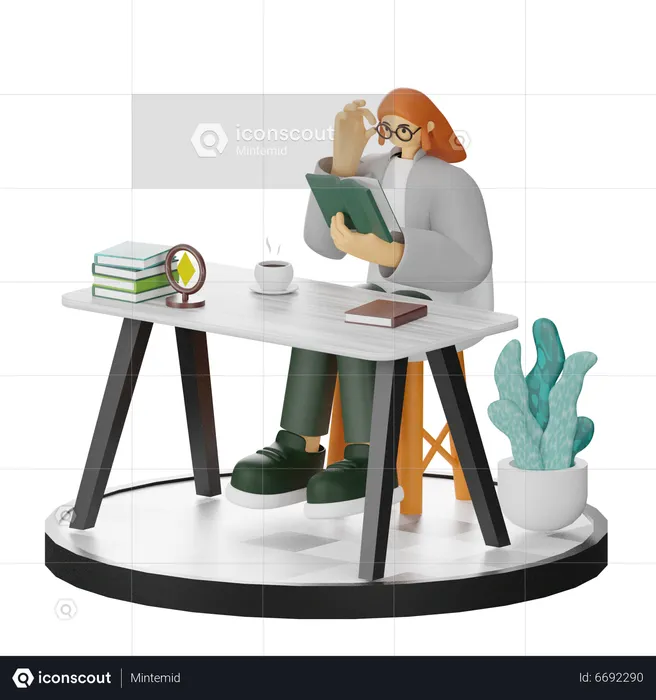 Livro de leitura feminino  3D Illustration