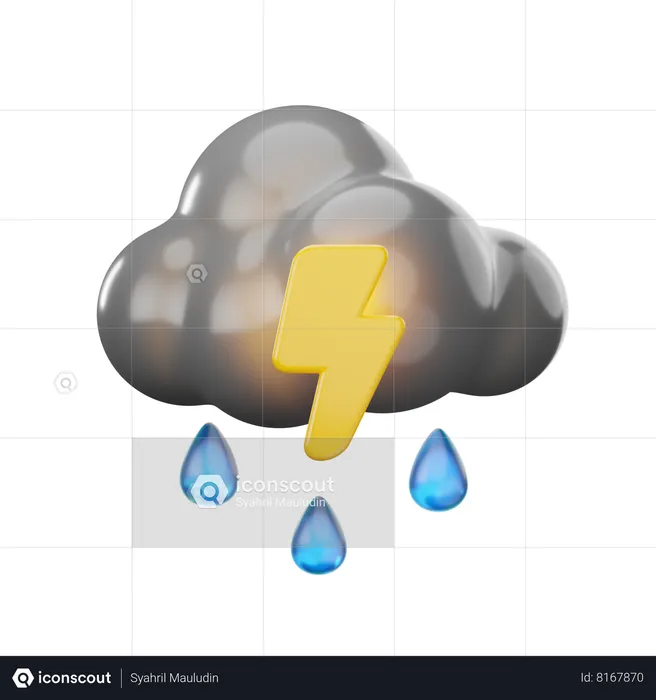 Llovizna nube de trueno  3D Icon