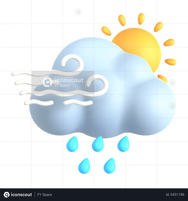 Tormenta lloviznando en el día  3D Icon