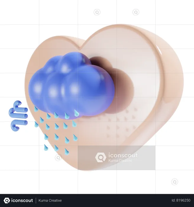 Lluvia fuerte con corazon  3D Icon