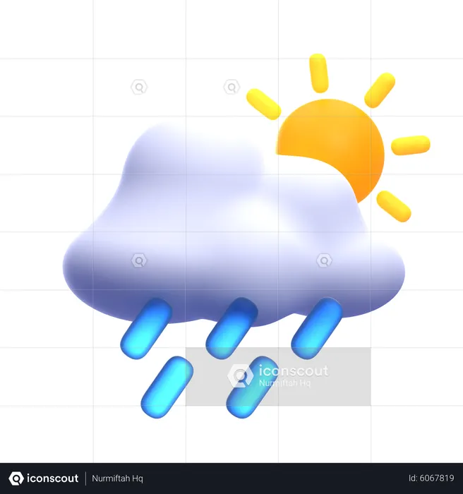 Fuertes lluvias en el día  3D Icon