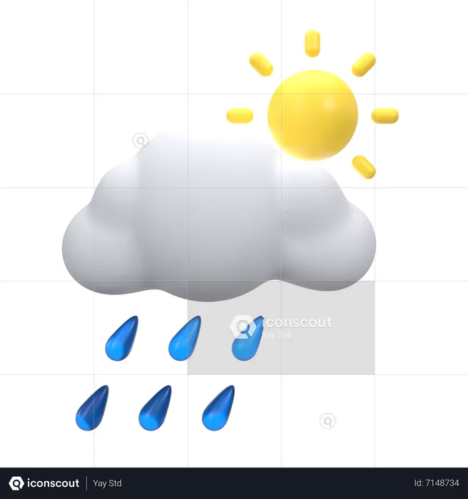 Fuertes lluvias en el día  3D Icon