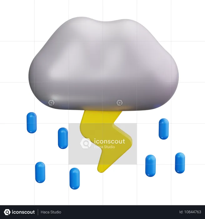 Lluvia,clima,protección,agua,desastre,daño,rayo  3D Icon